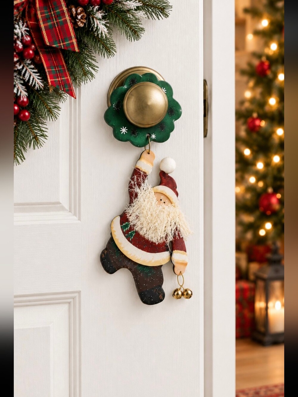 🎅 Paper Mache Santa Doorknob Hanger 🎅